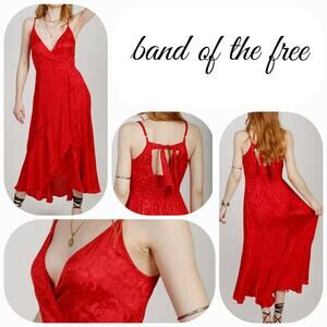 NWT B.O.G. Band of the Free Anina Faux Wrap Midi Dress Sz. L [12] Ruby Red
